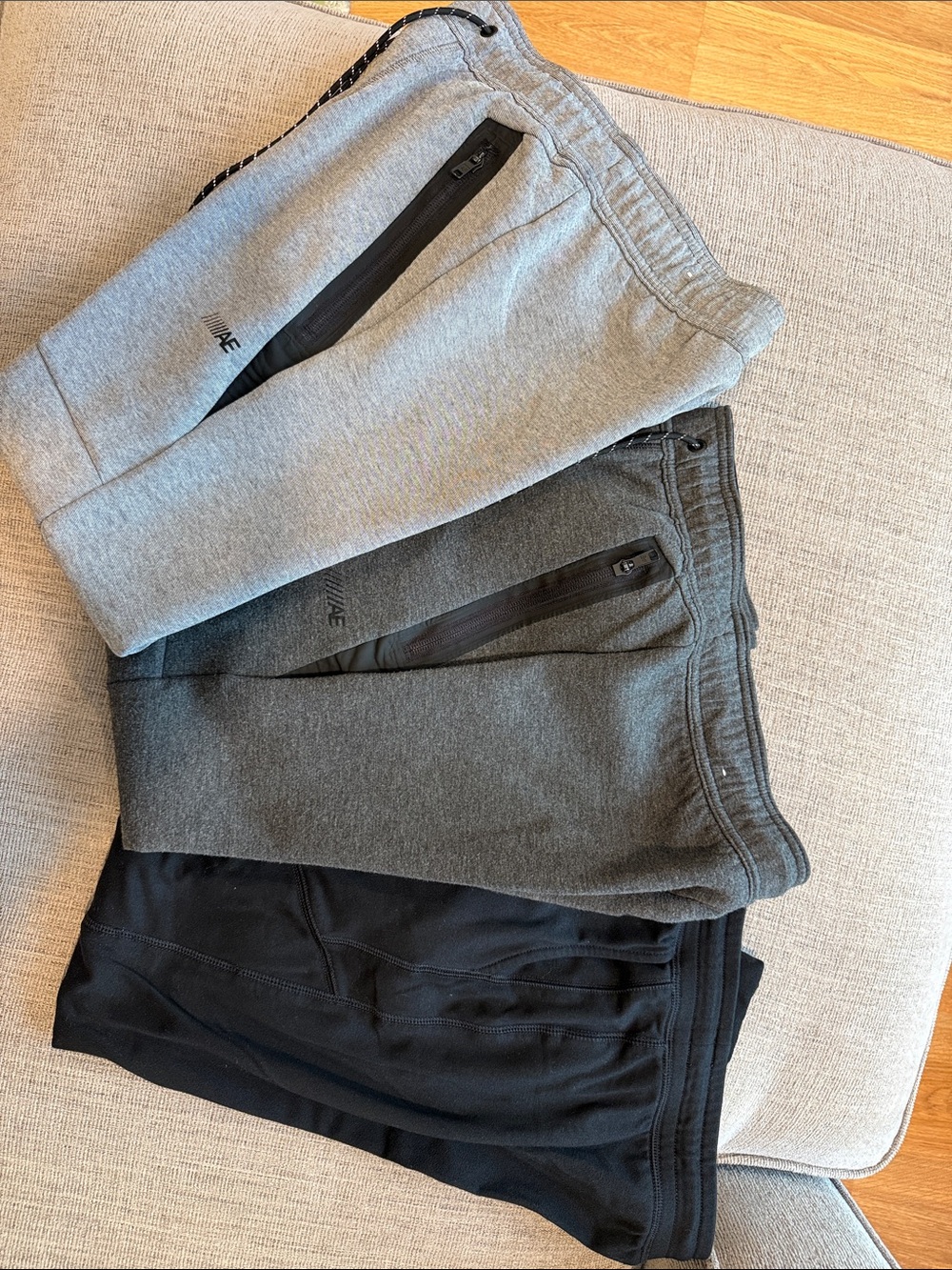 American Eagle Outfitters Men’s Jogger Trio - Light Gray, Charcoal, Black